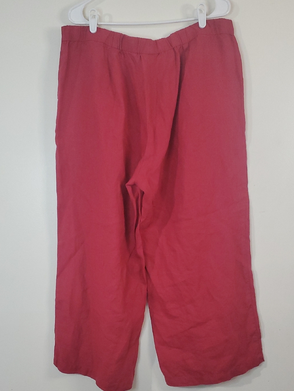 J.Jill Love Linen Wide-Leg Crop Pants Size Large Red Pink Resortwear Summer - Picture 5 of 15